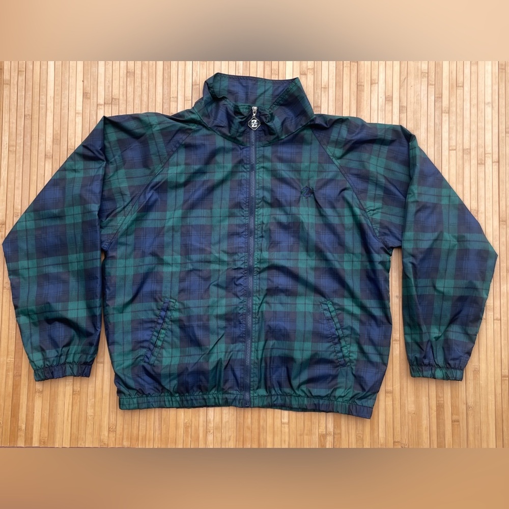 Vintage Jerzees Plaid/ Checkered Full Zip Windbreaker Jacket Size Large